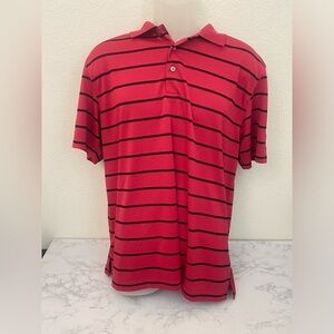 PGA Tour Airflux Polo Shirt Mens Size Large Red Striped Moisture Wick Go…​​
